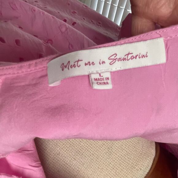 Meet Me In Santorini Pink Midi Dress Size Large Cottage Prairie Babydoll - Picture 5 of 5